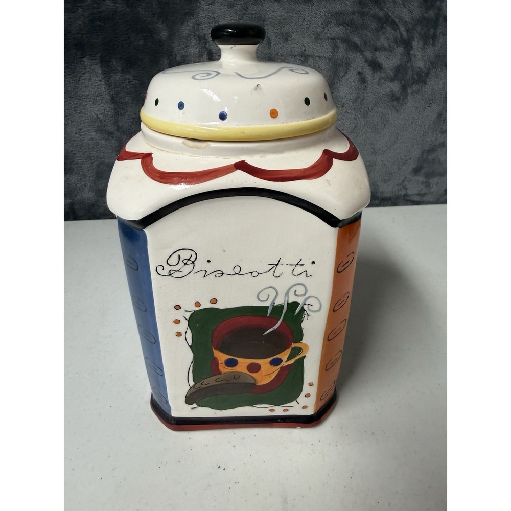 Nonni's Hand Painted Biscotti Cookie Jar 10X6 inches